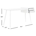 Mid-Century Scandinavian White Two-Drawer Desk with Metal Legs