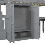 Full Size Loft Bed with Stairs Bookshelf Drawers Desk and Wardrobe