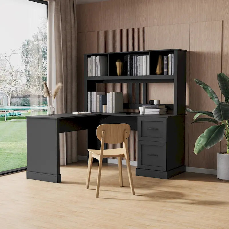 Modern Computer Desk with 2-Tier Storage Drawers and Waterproof Surface
