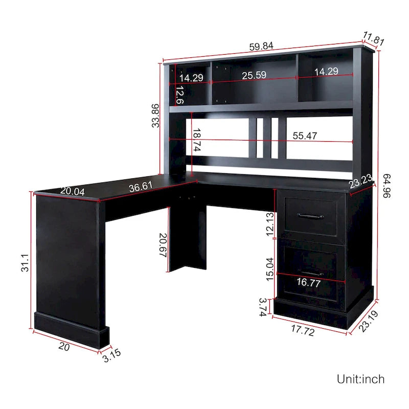 Modern Computer Desk with 2-Tier Storage Drawers and Waterproof Surface