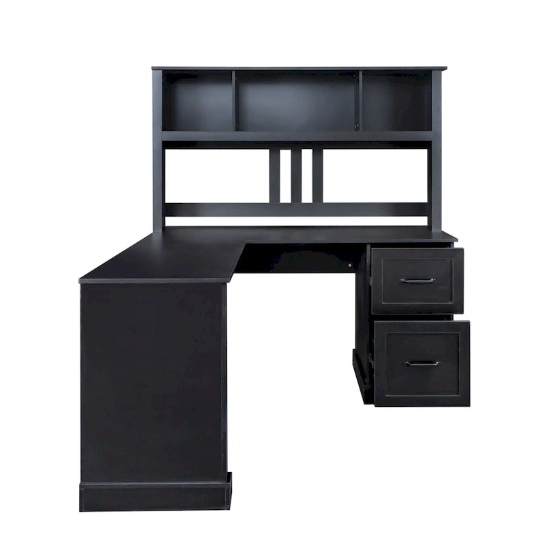 Modern Computer Desk with 2-Tier Storage Drawers and Waterproof Surface