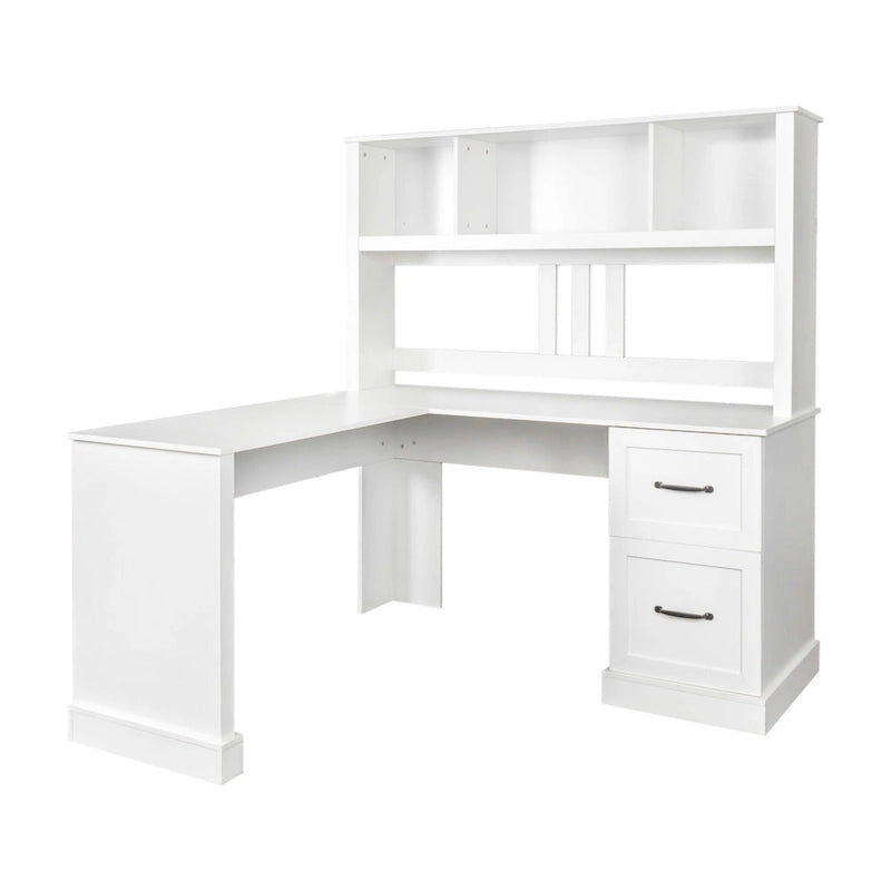 Modern Computer Desk with 2-Tier Storage Drawers and Waterproof Surface