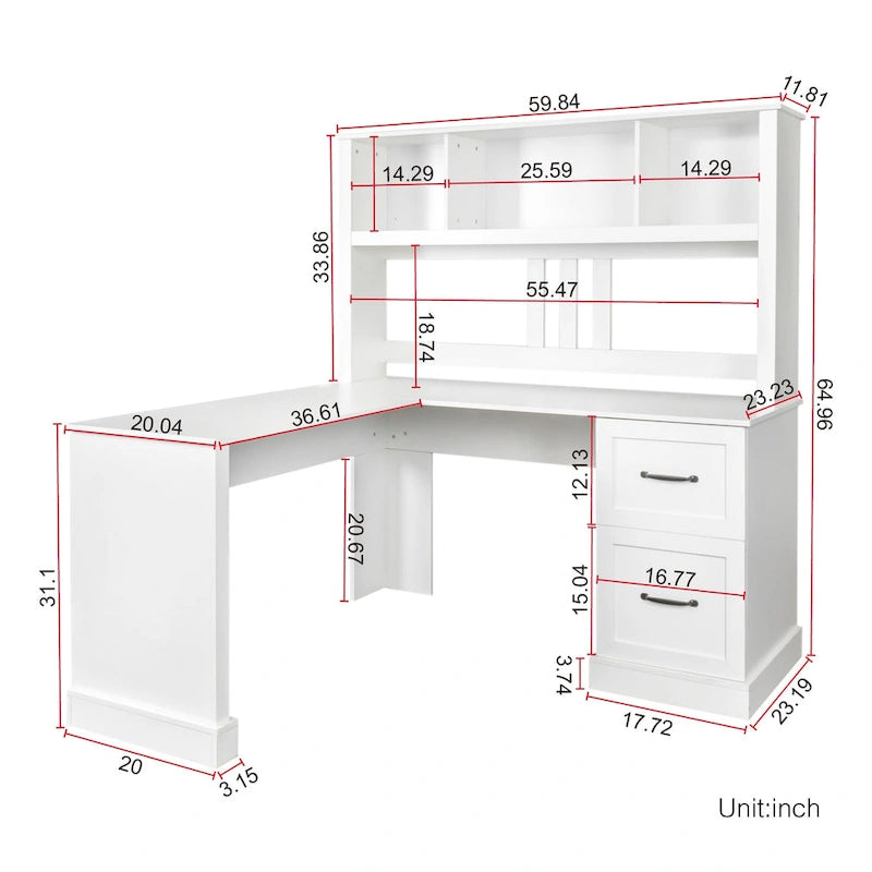 Modern Computer Desk with 2-Tier Storage Drawers and Waterproof Surface