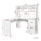 Modern Computer Desk with 2-Tier Storage Drawers and Waterproof Surface