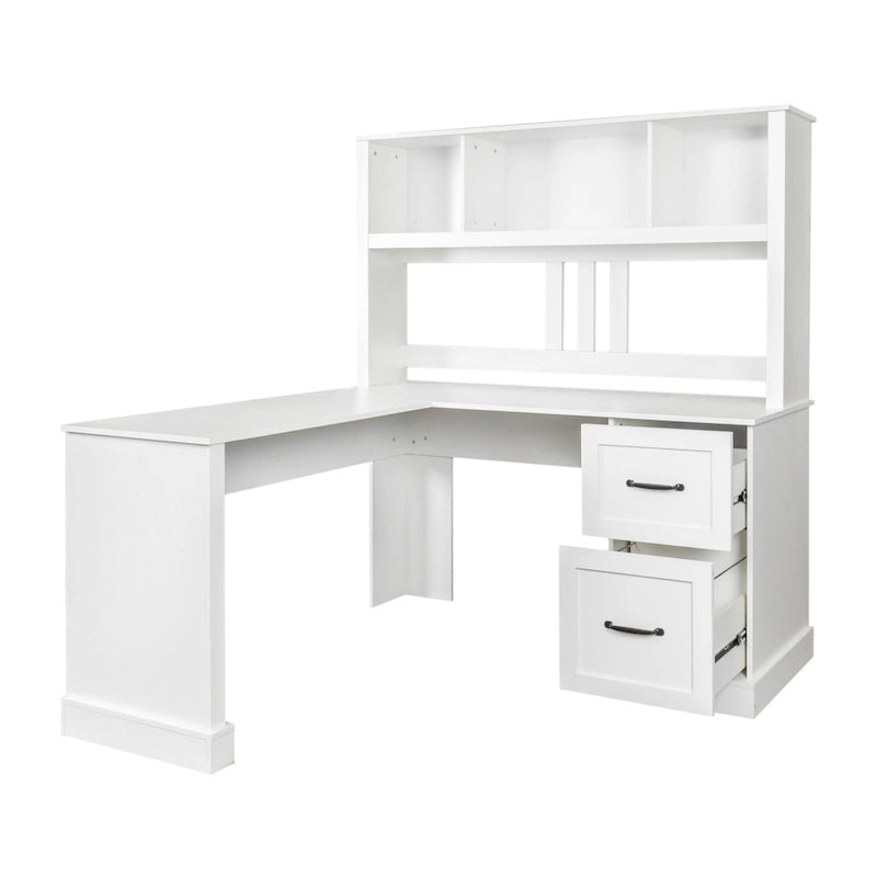 Modern Computer Desk with 2-Tier Storage Drawers and Waterproof Surface