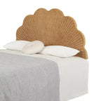 Wall-Mounted Rattan Boho Seashell Headboard with Anchors