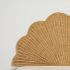 Wall-Mounted Rattan Boho Seashell Headboard with Anchors