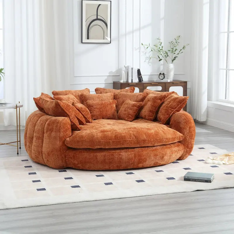 Oversized Chenille Sofa Bed with Armrests and High-Density Foam Fill