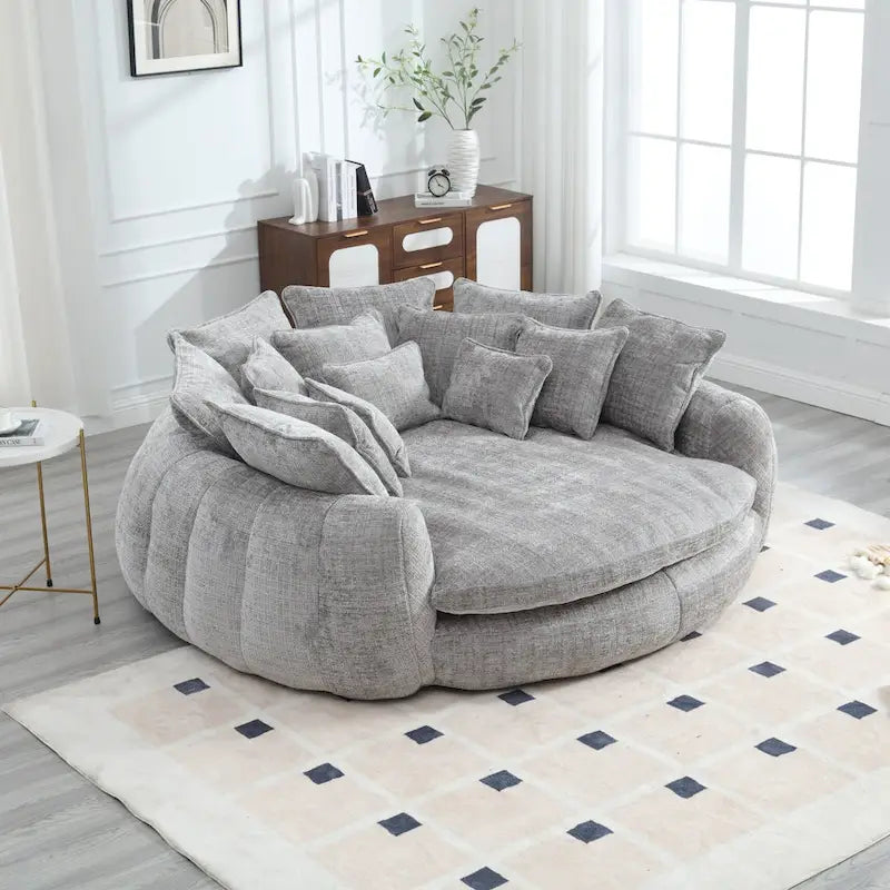 Oversized Chenille Sofa Bed with Armrests and High-Density Foam Fill