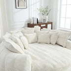 Oversized Chenille Sofa Bed with Armrests and High-Density Foam Fill