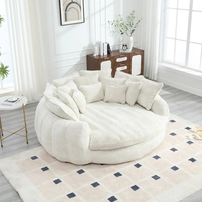 Oversized Chenille Sofa Bed with Armrests and High-Density Foam Fill
