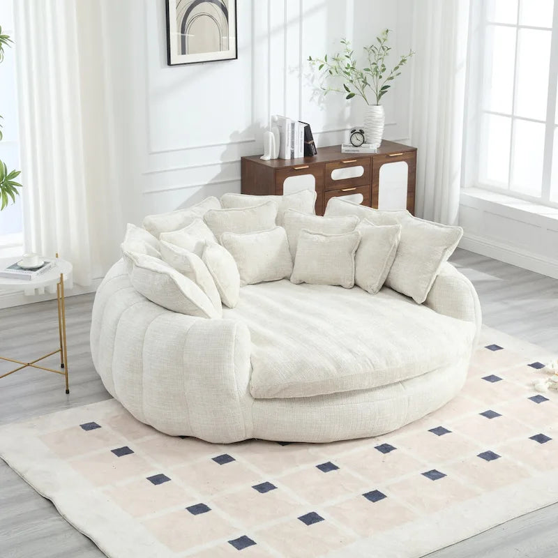 Oversized Chenille Sofa Bed with Armrests and High-Density Foam Fill