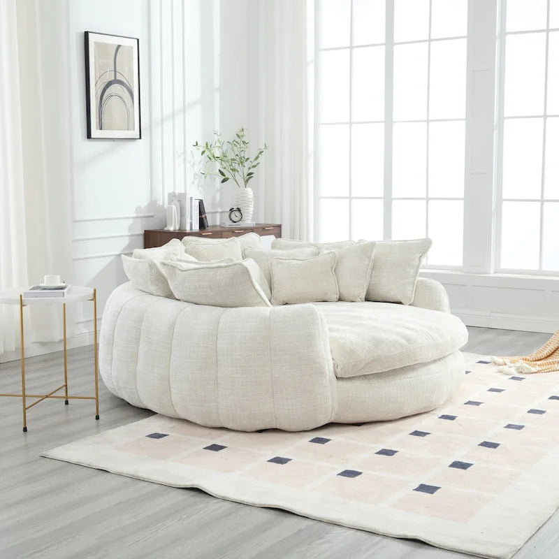 Oversized Chenille Sofa Bed with Armrests and High-Density Foam Fill
