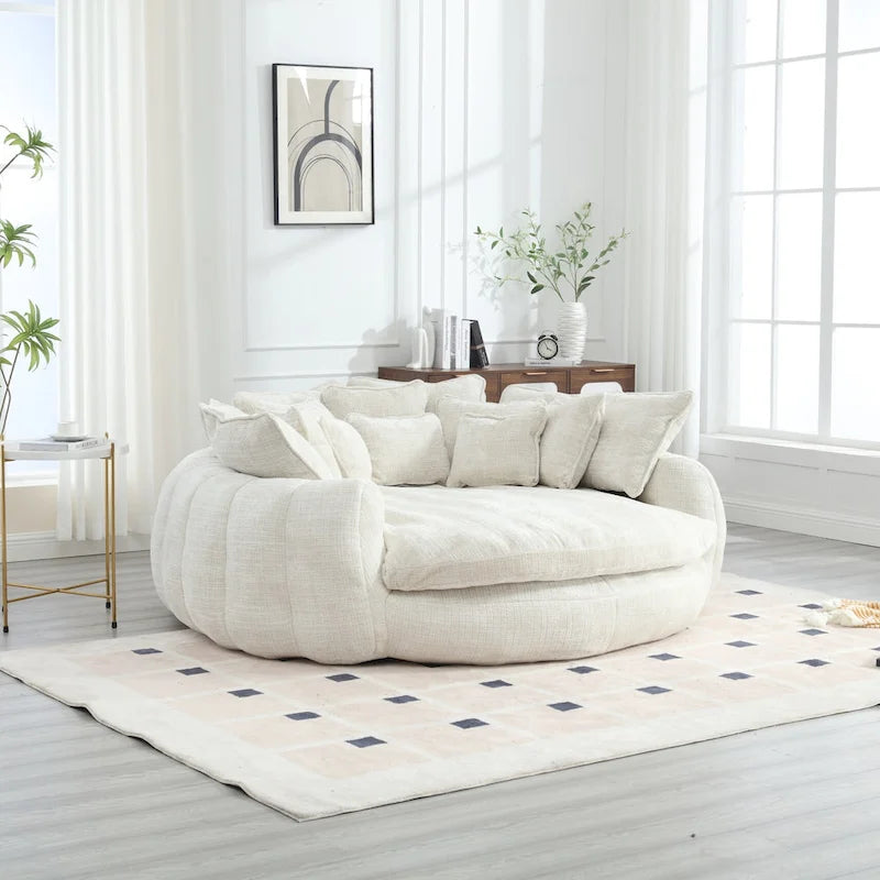 Oversized Chenille Sofa Bed with Armrests and High-Density Foam Fill