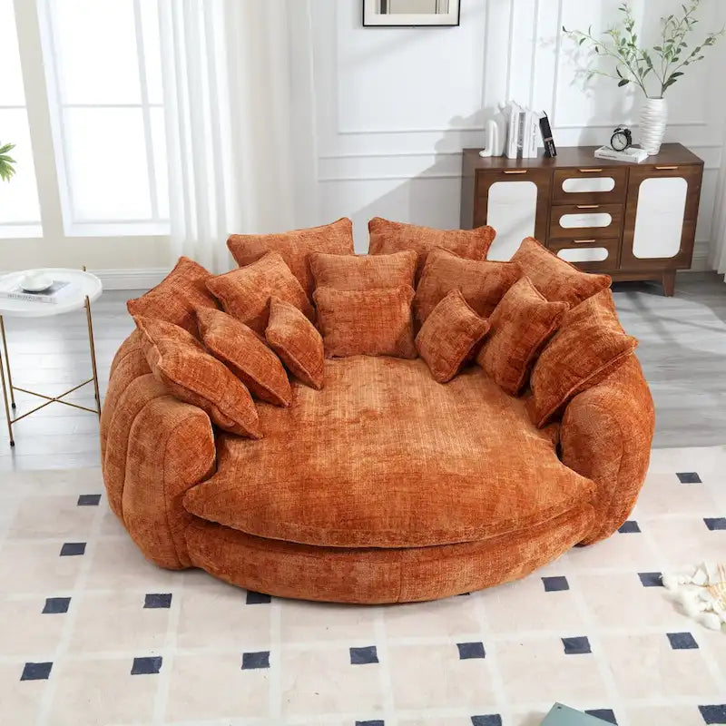 Oversized Chenille Sofa Bed with Armrests and High-Density Foam Fill