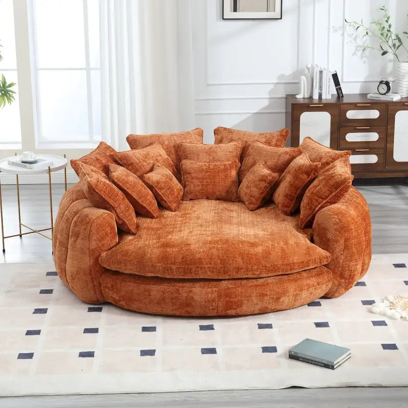 Oversized Chenille Sofa Bed with Armrests and High-Density Foam Fill