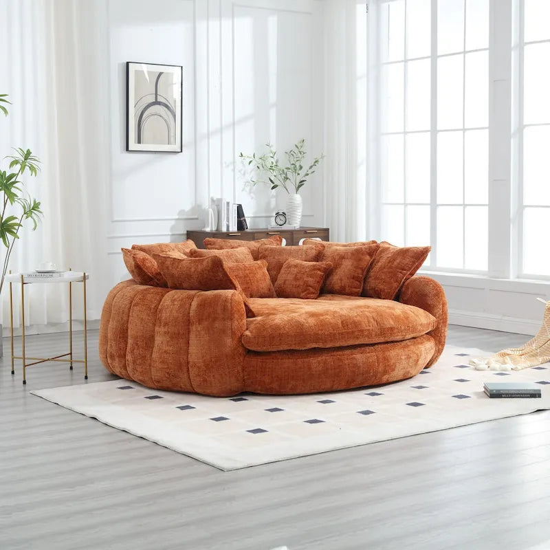 Oversized Chenille Sofa Bed with Armrests and High-Density Foam Fill