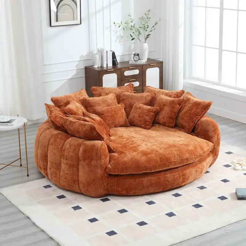Oversized Chenille Sofa Bed with Armrests and High-Density Foam Fill