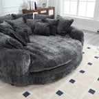 Oversized Chenille Sofa Bed with Armrests and High-Density Foam Fill