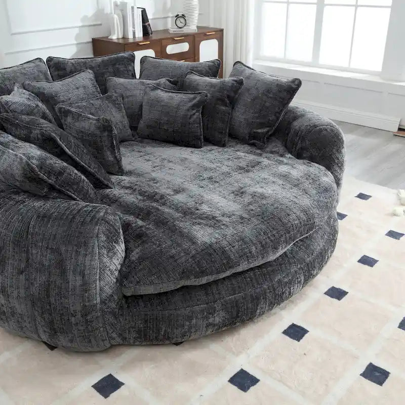 Oversized Chenille Sofa Bed with Armrests and High-Density Foam Fill