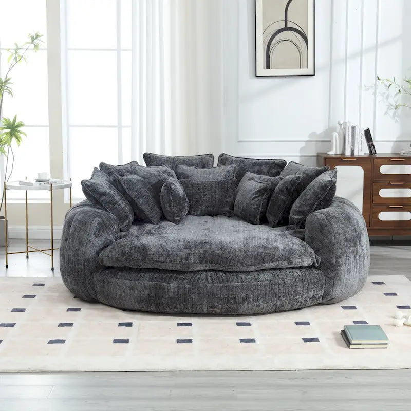 Oversized Chenille Sofa Bed with Armrests and High-Density Foam Fill