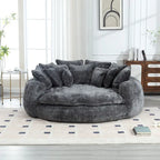 Oversized Chenille Sofa Bed with Armrests and High-Density Foam Fill