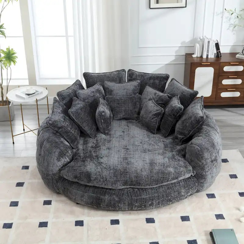 Oversized Chenille Sofa Bed with Armrests and High-Density Foam Fill