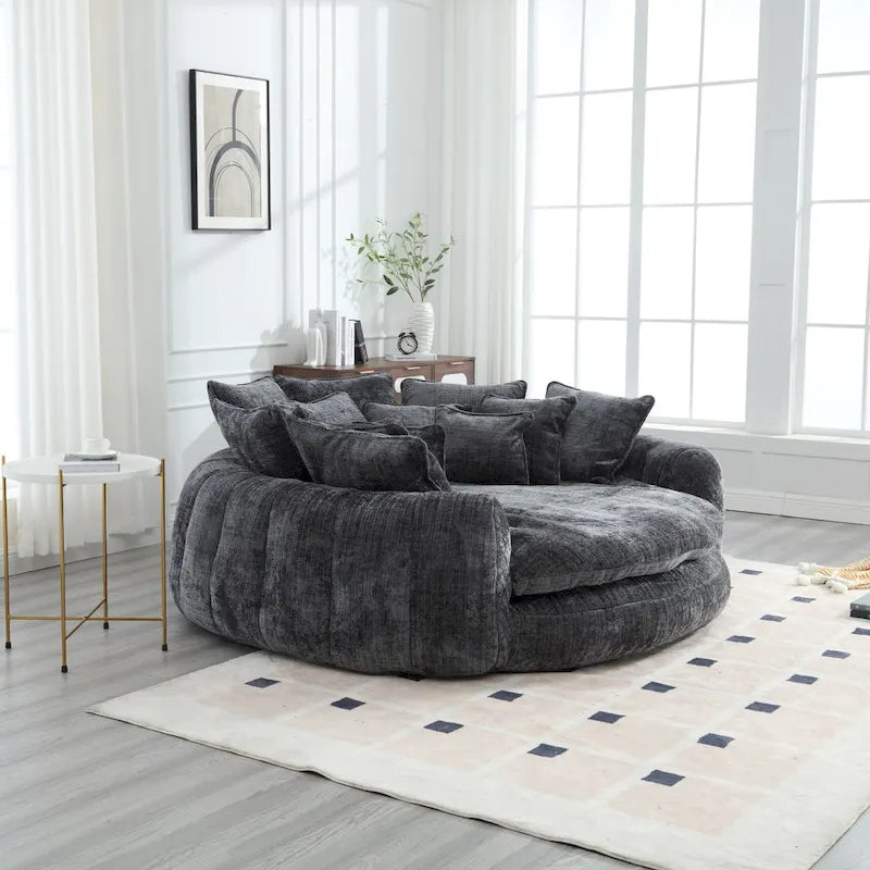Oversized Chenille Sofa Bed with Armrests and High-Density Foam Fill