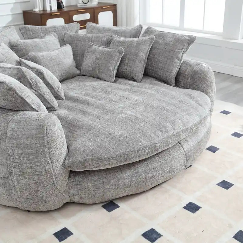 Oversized Chenille Sofa Bed with Armrests and High-Density Foam Fill