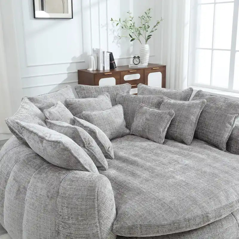 Oversized Chenille Sofa Bed with Armrests and High-Density Foam Fill