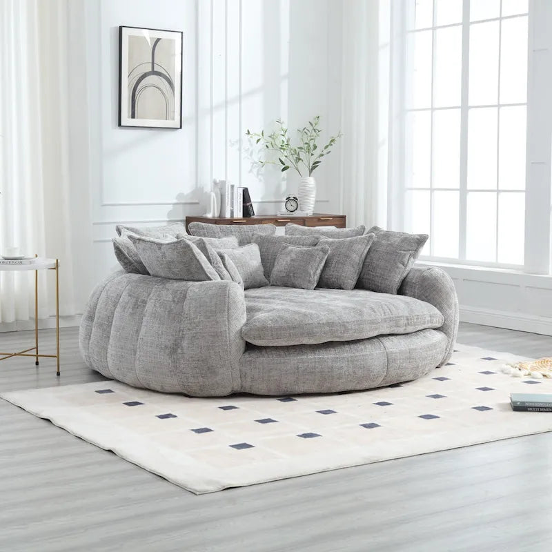 Oversized Chenille Sofa Bed with Armrests and High-Density Foam Fill