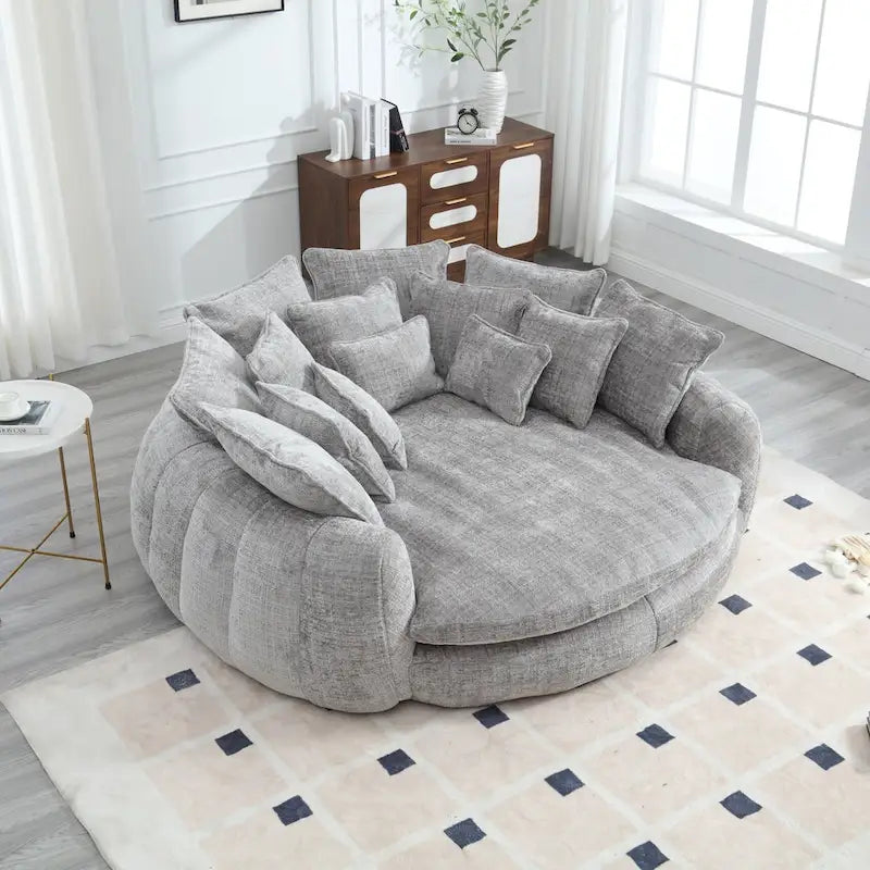 Oversized Chenille Sofa Bed with Armrests and High-Density Foam Fill