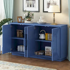 4-Door Vintage Fluted Sideboard Buffet Cabinet with Adjustable Shelves