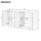 4-Door Vintage Fluted Sideboard Buffet Cabinet with Adjustable Shelves