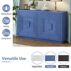 4-Door Vintage Fluted Sideboard Buffet Cabinet with Adjustable Shelves