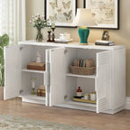 4-Door Vintage Fluted Sideboard Buffet Cabinet with Adjustable Shelves