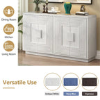 4-Door Vintage Fluted Sideboard Buffet Cabinet with Adjustable Shelves