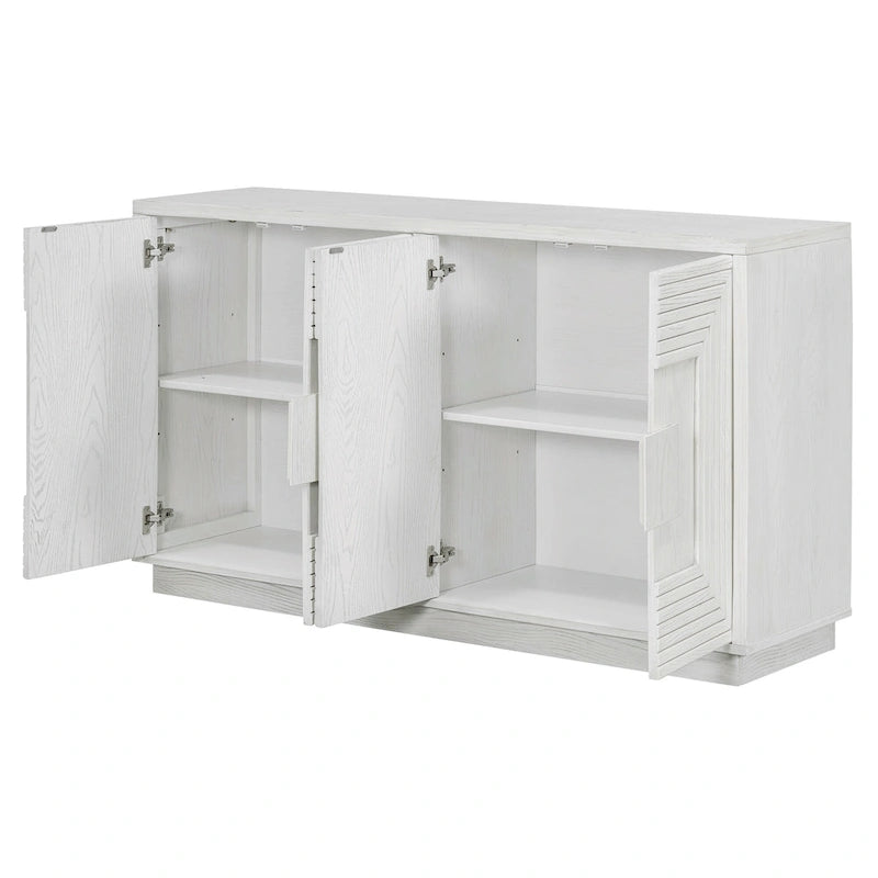 4-Door Vintage Fluted Sideboard Buffet Cabinet with Adjustable Shelves