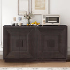 4-Door Vintage Fluted Sideboard Buffet Cabinet with Adjustable Shelves