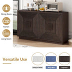 4-Door Vintage Fluted Sideboard Buffet Cabinet with Adjustable Shelves