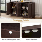 4-Door Vintage Fluted Sideboard Buffet Cabinet with Adjustable Shelves