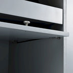 Rolling Kitchen Cart with Drop Leaf Top and Sliding Glass Doors