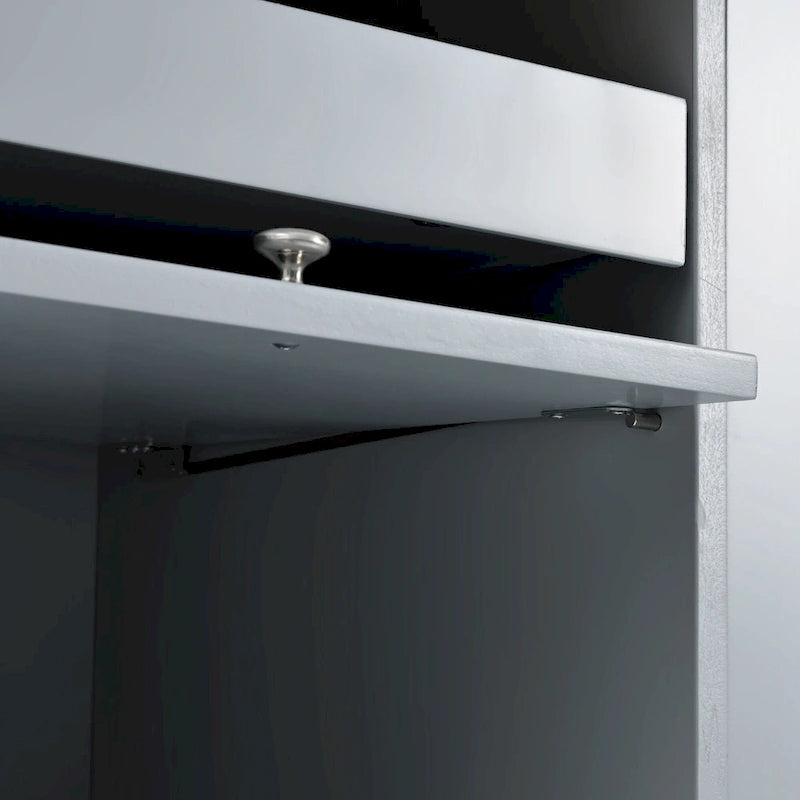 Rolling Kitchen Cart with Drop Leaf Top and Sliding Glass Doors