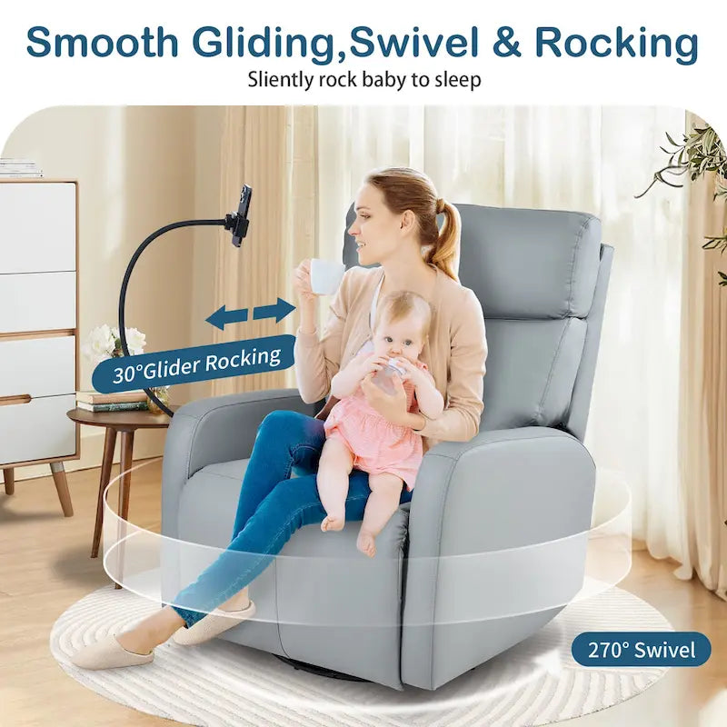Power Recliner Chair with 270-Degree Swivel and Dual USB Ports