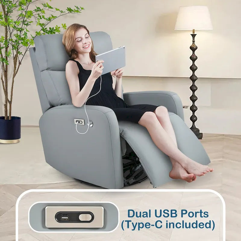 Power Recliner Chair with 270-Degree Swivel and Dual USB Ports