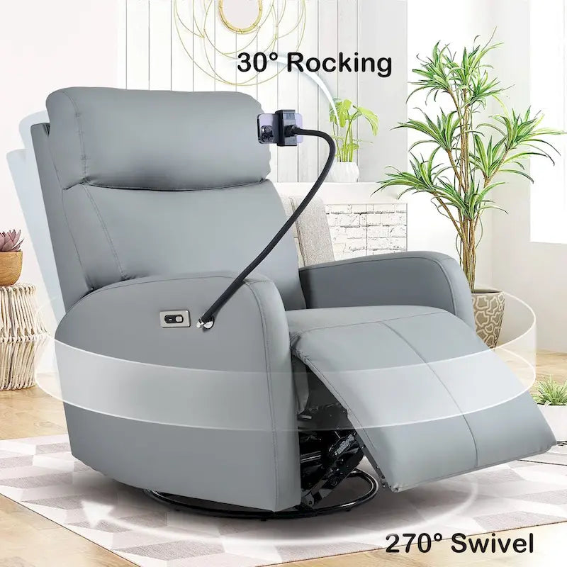 Power Recliner Chair with 270-Degree Swivel and Dual USB Ports