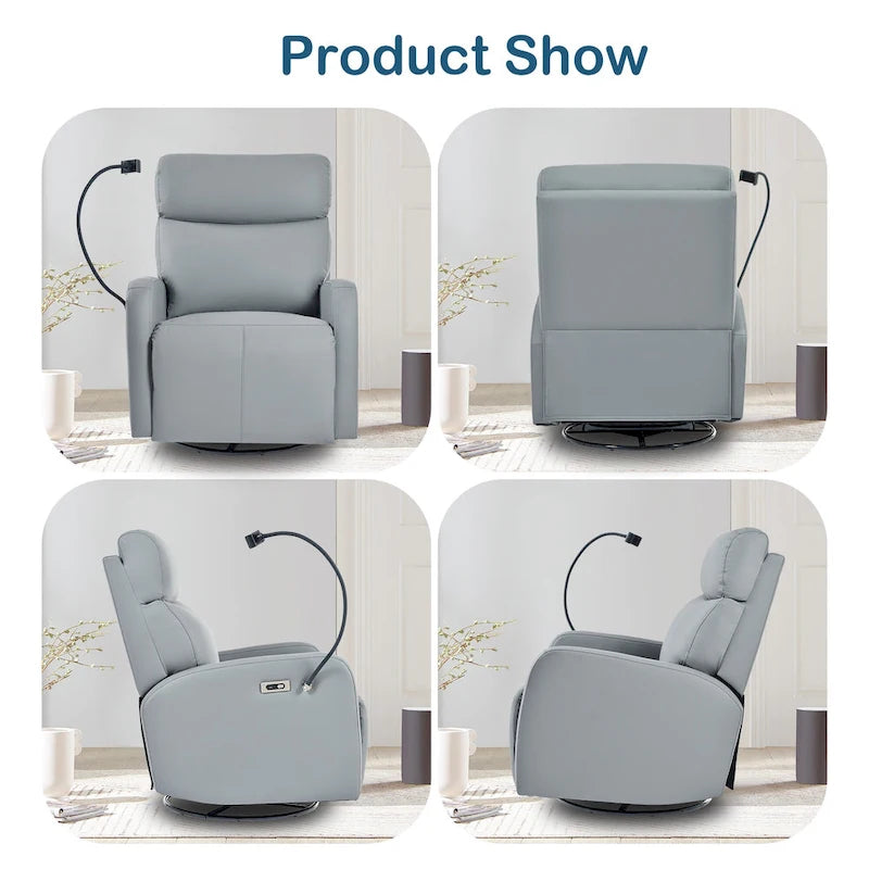 Power Recliner Chair with 270-Degree Swivel and Dual USB Ports