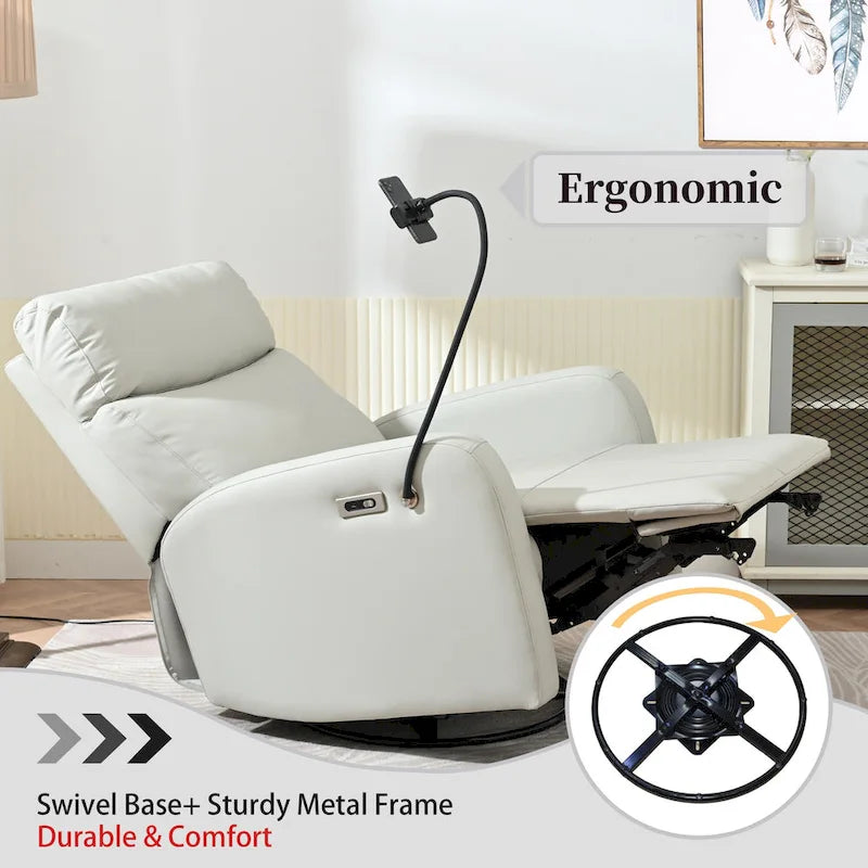 Power Recliner Chair with 270-Degree Swivel and Dual USB Ports