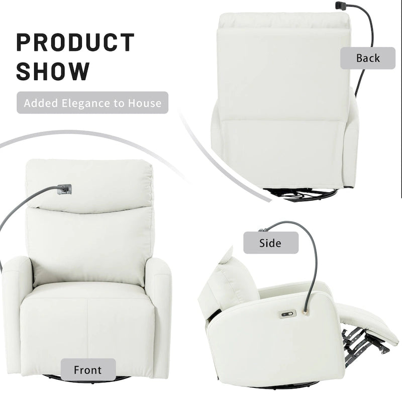 Power Recliner Chair with 270-Degree Swivel and Dual USB Ports