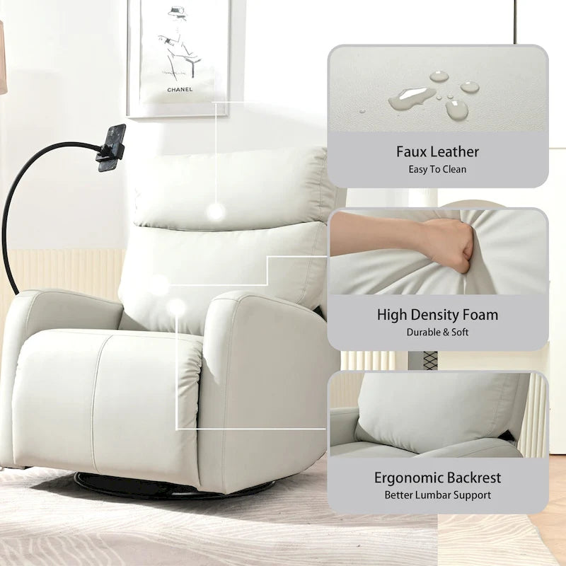 Power Recliner Chair with 270-Degree Swivel and Dual USB Ports